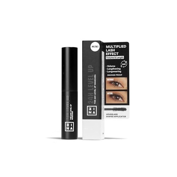 3INA MAKEUP - The 24H Level Up Mascara 900 mini - Mascara Noir - Effet Dallongement et de Mise en Forme - Mascara Taille d Ma...