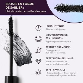 Mascara Evadamo Rougj Noir - Lot de 2 Mascara Allongeants à Effet Faux Cils, Volume et Longueur Extrême, Formule Crémeuse Ult...