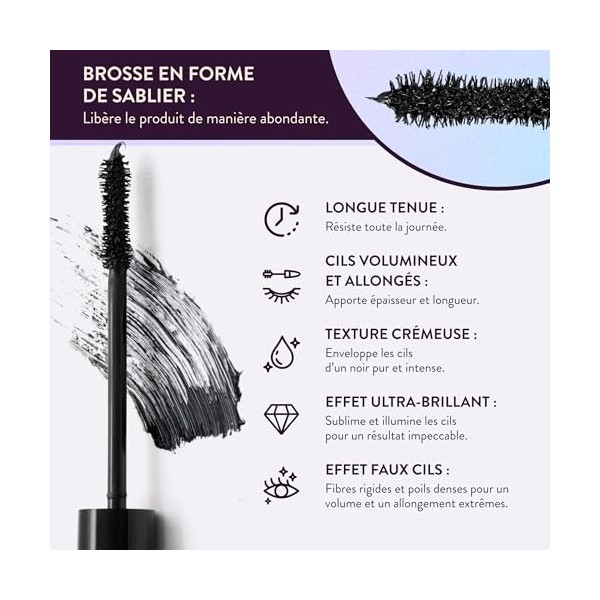 Mascara Evadamo Rougj Noir - Lot de 2 Mascara Allongeants à Effet Faux Cils, Volume et Longueur Extrême, Formule Crémeuse Ult...