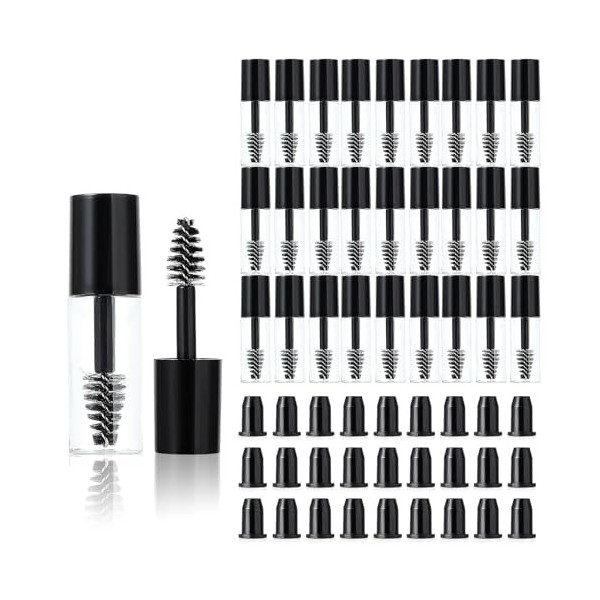 27 Pièces Tube de Mascara Vide avec Brosse Mini Bouteille de Mascara Vide de 3 ML avec Brosse Insert en Caoutchouc Petit Écha