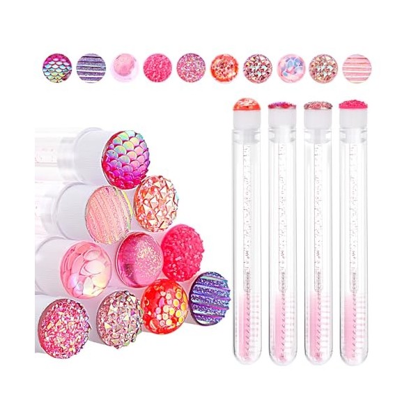 Tubes de Mascara Jetables, 10 Pièces Brosse à Cils en Diamant Pailleté Cercle de Cils avec Tube Brosse à Cils de Mmascara Out