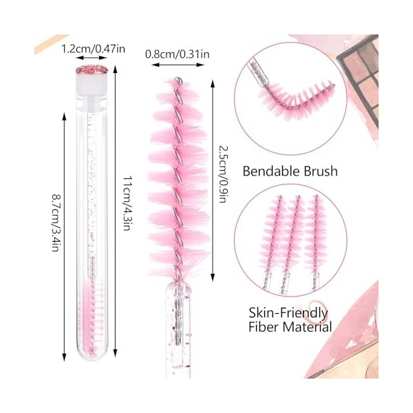Tubes de Mascara Jetables, 10 Pièces Brosse à Cils en Diamant Pailleté Cercle de Cils avec Tube Brosse à Cils de Mmascara Out