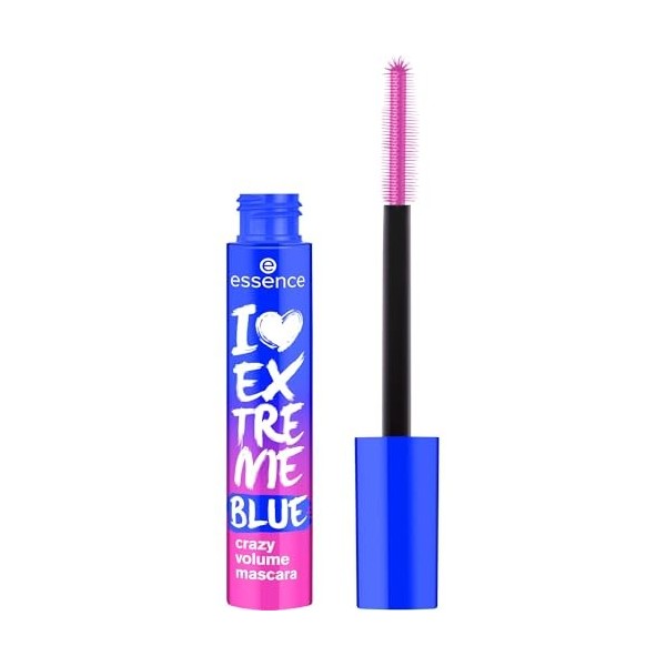 Essence Cosmetics I LOVE EXTREME BLUE crazy volume mascara, longue durée, frisant, volume extrême, intense en couleurs 12ml 