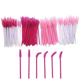 JZK 200 x Plastique jetable rose baguettes applicatrices de mascara brosses à cils pour extensions sourcils brosse à sourcils