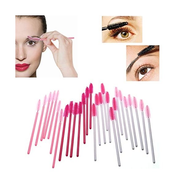 JZK 200 x Plastique jetable rose baguettes applicatrices de mascara brosses à cils pour extensions sourcils brosse à sourcils