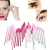 JZK 200 x Plastique jetable rose baguettes applicatrices de mascara brosses à cils pour extensions sourcils brosse à sourcils