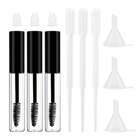 Angzhili Lot de 3 tubes de mascara vides de 8 ml avec baguette de cils pour la croissance des cils, huilemascara avec brosse 