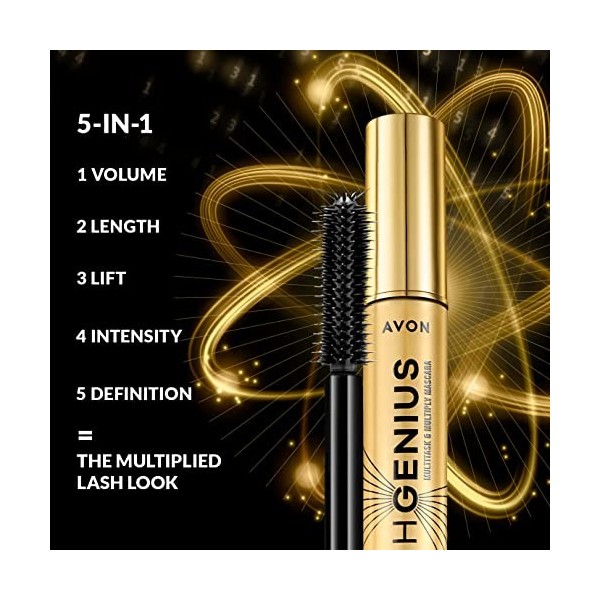 Avon LASH GENIUS Mascara pour cils parfait avec brosse de contrôle intelligente, volume et longueur, lift, intensité, définit