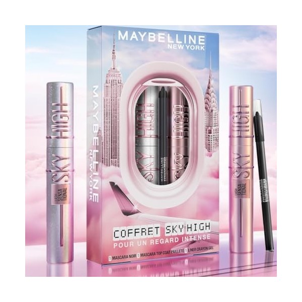 Maybelline New York - Coffret Regard Intense - Tattoo Liner Crayon Gel + Mascara Sky High Very Black + Mascara Sky High Top C