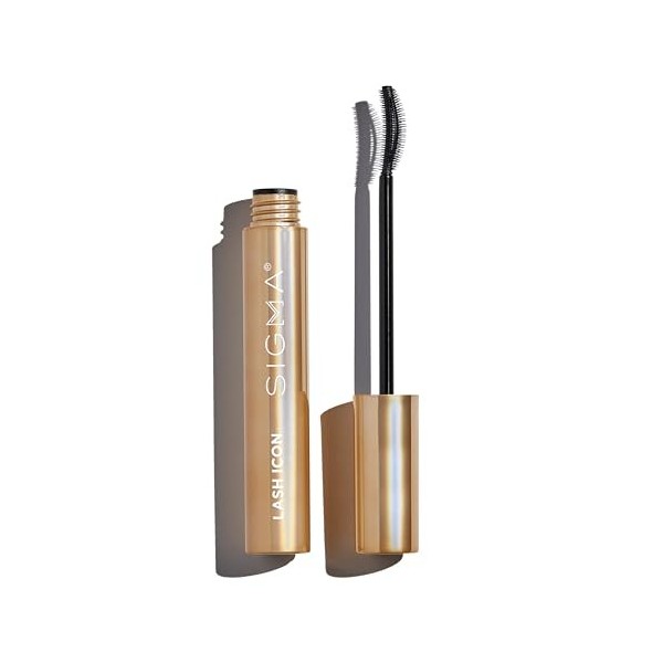 Sigma Beauty Lash Icon Mascara allongeant et volumisant, noir, résistant aux taches, brosse courbée, formule légère et modula