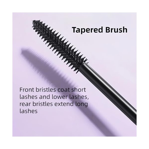Mascara Noir Waterproof à Brosse Effilée, Longue Tenue, Volumateur, Anti-Bavure, Sans Paquets, Naturel, Cadeau 1 Pièce 