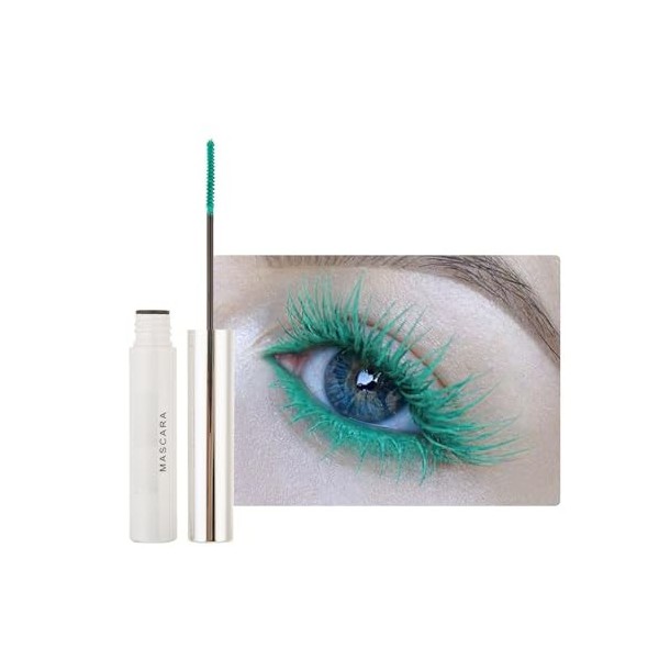 Mascara ultra fin et imperméable pour cils longs - Pinceau fin imperméable - Pour cils verts - Longue durée - Avec fibre de s...