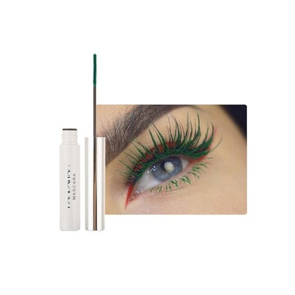 Mascara ultra fin et imperméable pour cils longs - Pinceau fin imperméable - Pour cils verts - Longue durée - Avec fibre de s...