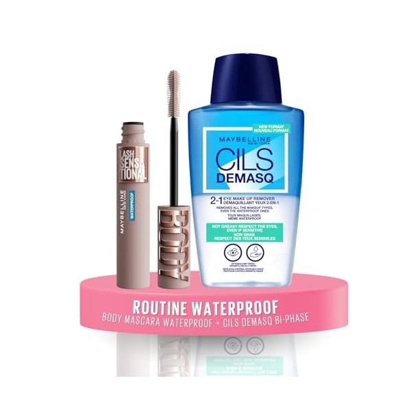 Routine Maybelline New York - Mascara Volume Sensationnel - Body - Teinte : Very Black waterproof - 9,75 ml + Maybelline New 