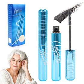 Lot de 2 mascaras pour femmes âgées, mascara imperméable, noir, naturel, hypoallergénique, imperméable et durable, convient p