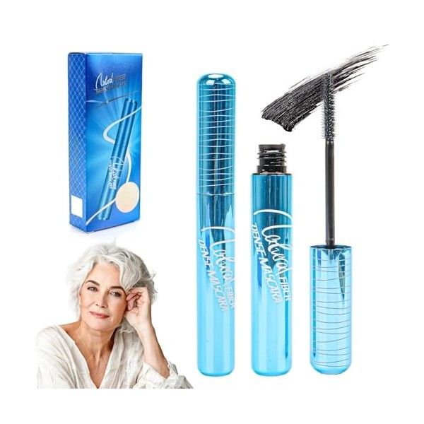 Lot de 2 mascaras pour femmes âgées, mascara imperméable, noir, naturel, hypoallergénique, imperméable et durable, convient p