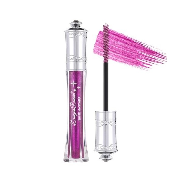 Prreal Mascara Noir à Paillettes Étanches, Mascara Étincelant Diamant pour les Cils, Mascaras Volumisants et Recourbant Durab