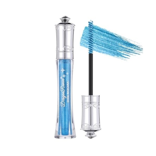 Prreal Mascara Noir à Paillettes Étanches, Mascara Étincelant Diamant pour les Cils, Mascaras Volumisants et Recourbant Durab