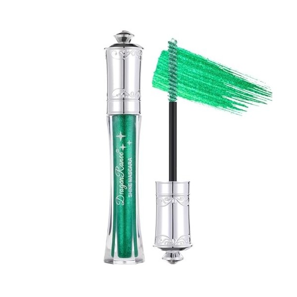 Prreal Mascara Noir à Paillettes Étanches, Mascara Étincelant Diamant pour les Cils, Mascaras Volumisants et Recourbant Durab