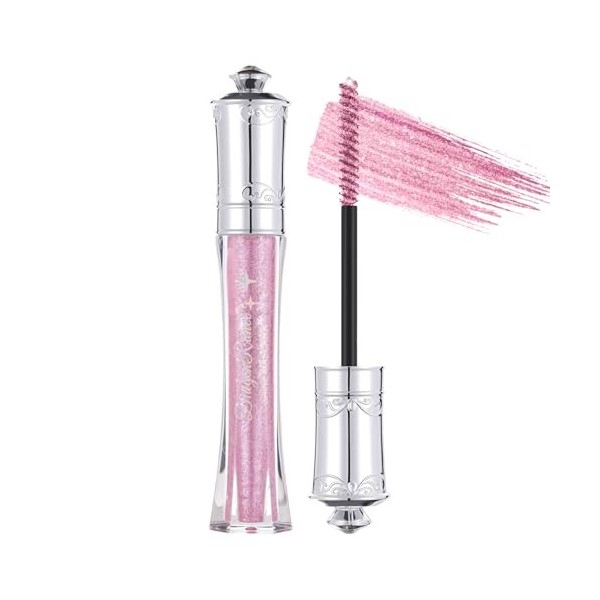 Prreal Mascara Noir à Paillettes Étanches, Mascara Étincelant Diamant pour les Cils, Mascaras Volumisants et Recourbant Durab
