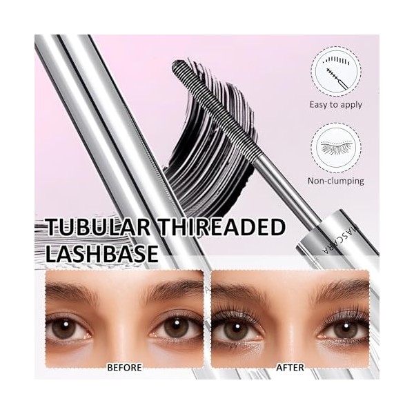 5 Pcs Wimpern Mascara Waterproof Noir Mascara Noir Volume Et Longueur Résistant à Leau Aux Bavures Longue Tenue Effet Recour