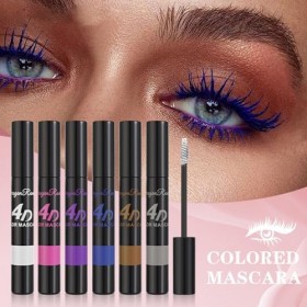 MKNZOME Mascara Coloré, 6 Couleurs Bleu Violet Rose Mascara Imperméable Volumateur & Allongeant, Maquillage des Yeux Anti-Tâc...