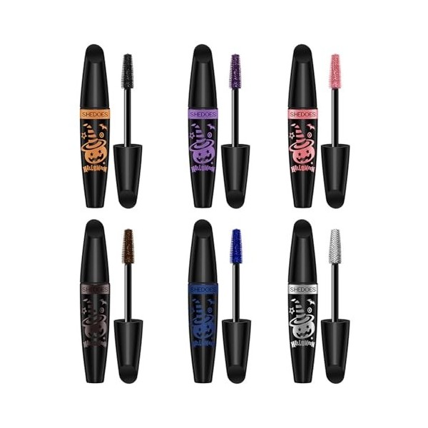 MKNZOME Mascara Coloré, 6 Couleurs Bleu Violet Rose Mascara Imperméable Volumateur & Allongeant, Maquillage des Yeux Anti-Tâc...