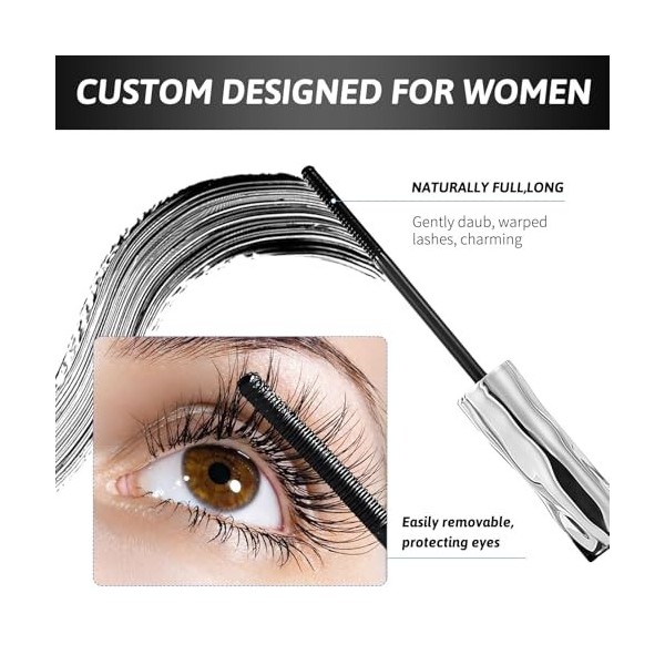 2 Pièces Metal Mascara,Noir Résistant À Leau Metal Wand Mascara,Mascaras En Métal,Volumateur Et Allongeant,Séchage Rapide,Ré