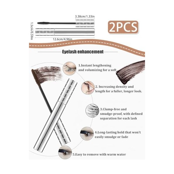 DAFNE 2 pièces Sculpted Volume Mascara,Mascara pour un volume sculpté et des cils définis. Idéal pour un regard intense et gl