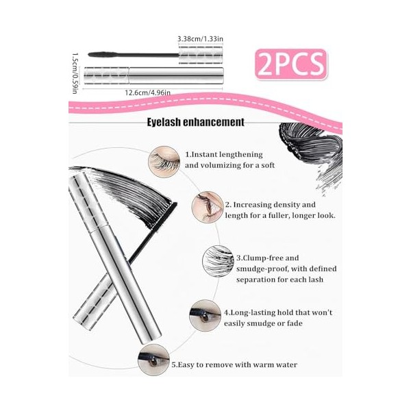 DAFNE 2 pièces Sculpted Volume Mascara,Mascara pour un volume sculpté et des cils définis. Idéal pour un regard intense et gl