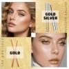 Prreal Ensemble de mascara et eyeliner doré pailleté - Mascara métallique à séchage rapide - Pour cils et eyeliner - Imperméa
