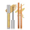 Prreal Ensemble de mascara et eyeliner doré pailleté - Mascara métallique à séchage rapide - Pour cils et eyeliner - Imperméa
