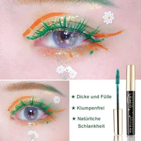 Mascara coloré imperméable à leau, volume et curling - Pour Noël, Halloween, fête, maquillage des yeux - Vert