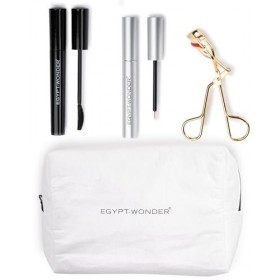 EGYPT-WONDER Beauty Kit – Mascara résistant à leau 8,5 ml, sérum pour cils 5 ml, recourbe-cils doré avec 3 tampons de rechan ...