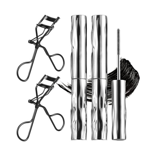 KAFZEL 2 Pièces Mascara Volume & Longueur - Mascara Noir - Convient aux Yeux Sensibles - Formule Allongeante - avec 2 recourb