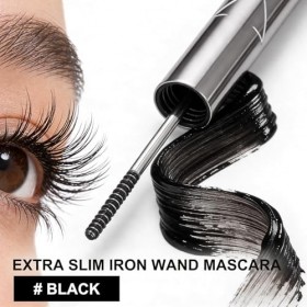 Washable Metal Mascara Black, Extra Slim Iron Wand Mascara Waterproof with Bristle-less Metal brush, 3D Curling Eyelash Nouri