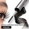 Washable Metal Mascara Black, Extra Slim Iron Wand Mascara Waterproof with Bristle-less Metal brush, 3D Curling Eyelash Nouri