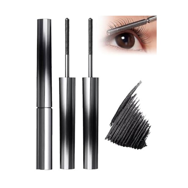 ZKUNL Lot de 2 mascaras métalliques, noirs, waterproof et démaquillants. Ce mascara métallique offre une tenue longue durée, 