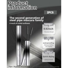 ZKUNL Lot de 2 mascaras métalliques, noirs, waterproof et démaquillants. Ce mascara métallique offre une tenue longue durée, 