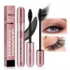 Mascara Waterproof Noir Mascara pour Femmes âgées et Yeux Sensible 2 en 1 Couleur des Cils Noir 4D Volume & Longueur Effet Na...