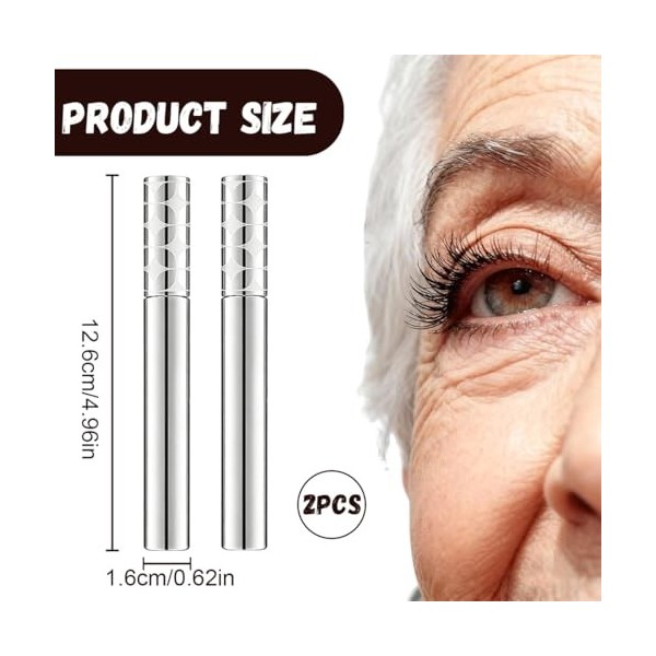 2 Pièces Mascara Waterproof pour Femmes Matures, Volume et Longueur pour Cils Clairsemés et Vieillissants, Formule Douce Aqua