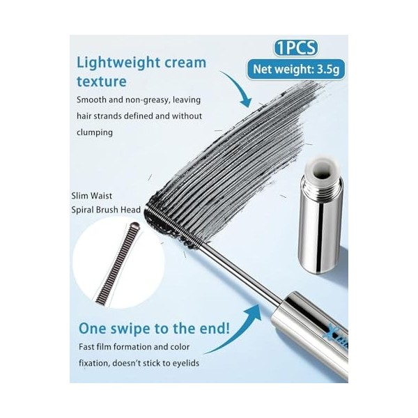 ZKUNL 1 pièce Black Metal Mascara, Curling Eyelash Iron Metal Wand Mascara Long Lasting Non-Clumping Flake Proof Bristle Less