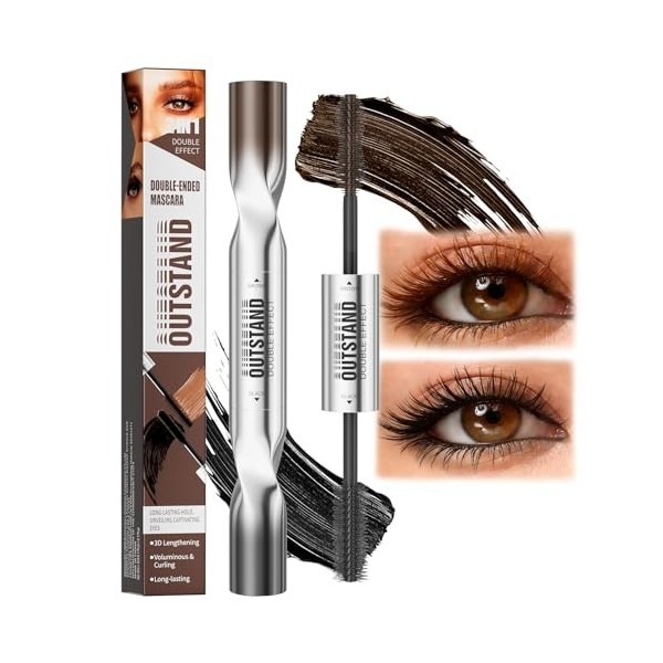 Mascara Waterproof Noir & Marron Mascara pour Femmes âgées et Yeux Sensible Volume & Extension avec Faux Lash Aspect Naturel,