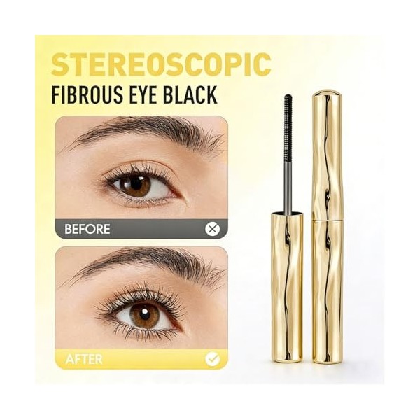 Lot de 2 brosses à mascara en métal lavable - Noir - Imperméable - Avec brosse en fer - Pour plus de volume, de longueur et d