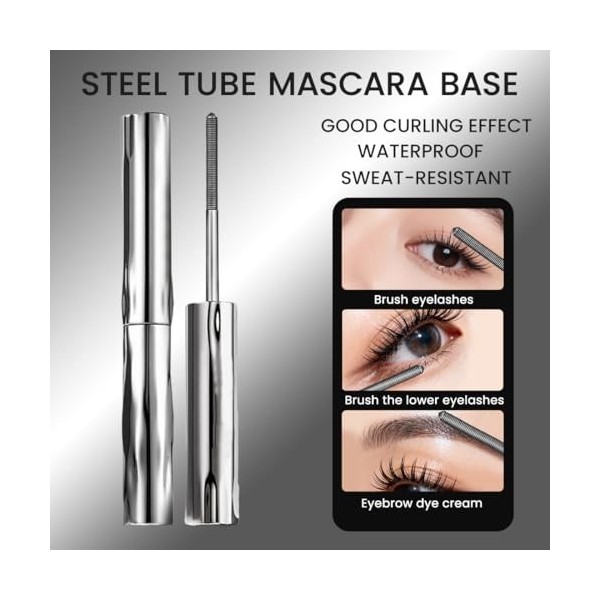 HQRKOTM Mascara en métal 3D fer à recourber cils volumateur brosse métallique noir waterproof séchage rapide sans bavures