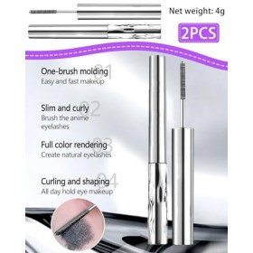 ZKUNL 2 pièces mascaras en métal, 6D Curling Eyelash Iron Metal Wand Mascara Long Lasting Non-Clumping Flake Proof Bristle Le