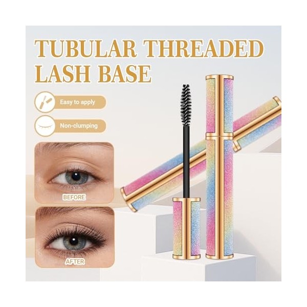 4 Pièces Mascara Noir Waterproof Mascara Noir Volume Et Longueur Séchage Rapide Sans Bavures Texture Soyeuse Pour Une Applica