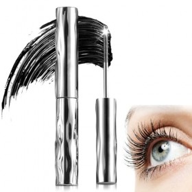 RhiVrillion Mascara en métal noir - Imperméable - 3D Curling Eyelash - Brushless Brush - Lavable - Non Clumping - Anti-bavure
