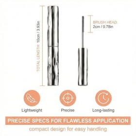 RhiVrillion Mascara en métal noir - Imperméable - 3D Curling Eyelash - Brushless Brush - Lavable - Non Clumping - Anti-bavure