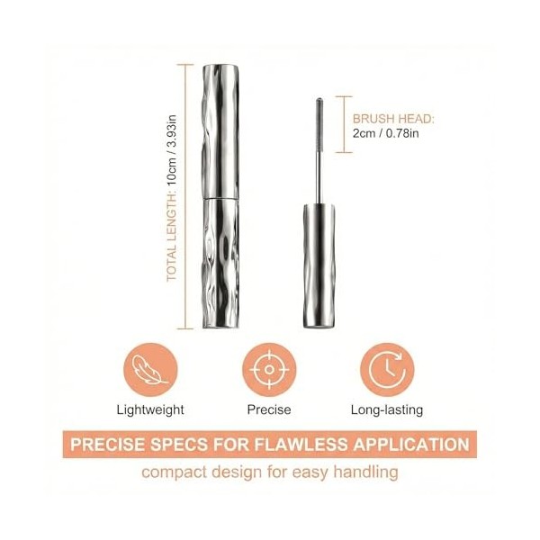 RhiVrillion Mascara en métal noir - Imperméable - 3D Curling Eyelash - Brushless Brush - Lavable - Non Clumping - Anti-bavure